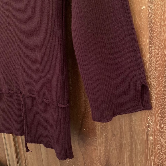NEXT UK V-Neck Ribbed Merino Wool Blend 3/4 Sleeve Plum Top Size Small - Picture 8 of 14